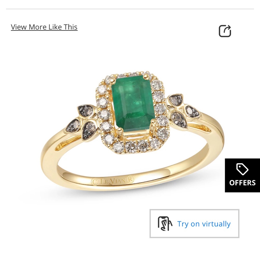 Le Vian emerald ring-1/5 carat diamond-chocolate diamond leaves